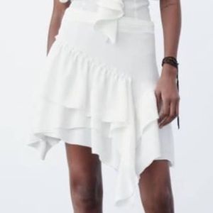 Zara White Asymmetrical Skirt